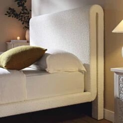 Hampstead Ecru Boucle Curved Bed -Daals Shop JAH 016 ECRU BOU bedonly scene2