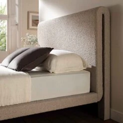 Hampstead Taupe Boucle Curved Bed -Daals Shop JAH 016 TAUPE BOU BEDONLY scene1