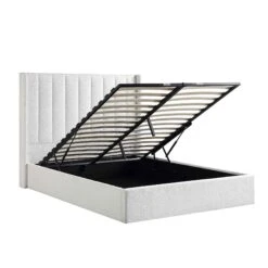Wilton White Boucle Ottoman Storage Bed -Daals Shop JAH 017 ECRU BOU WB3