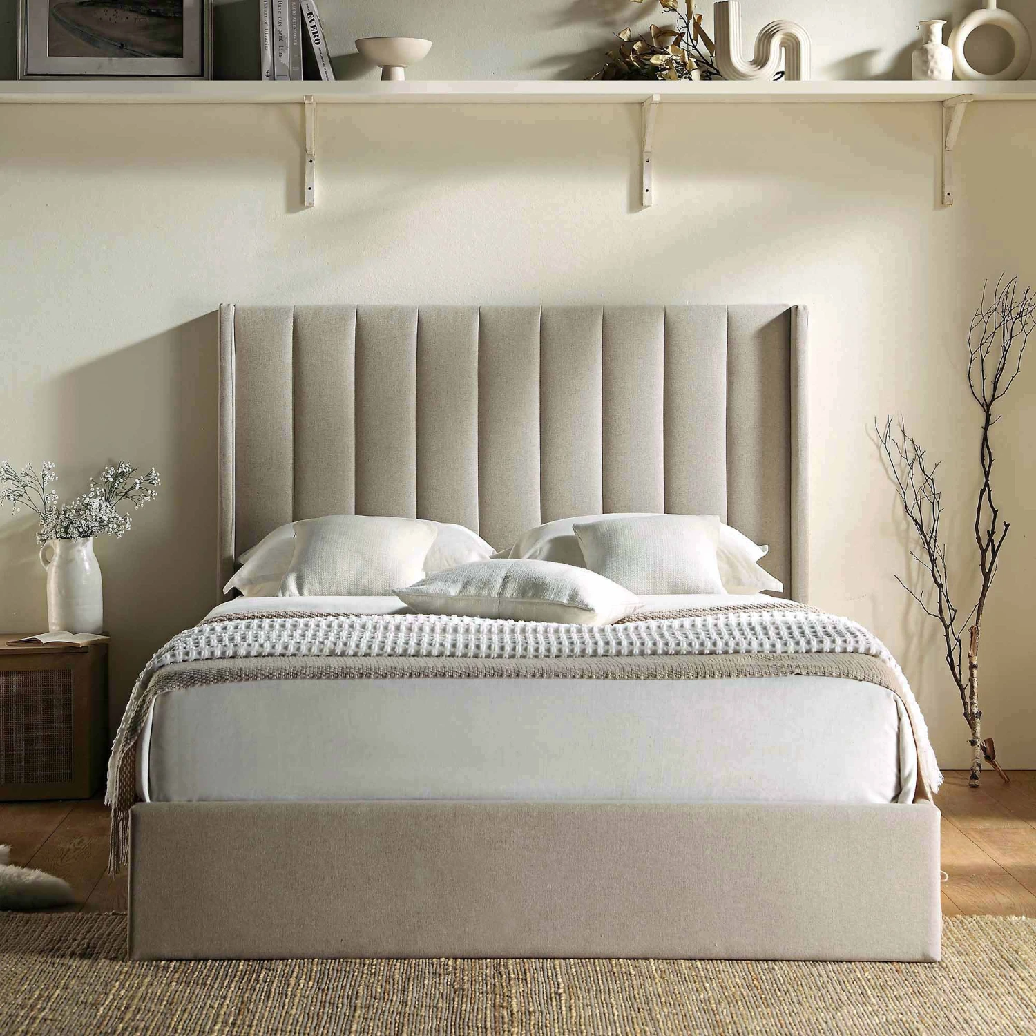 Wilton Warm Stone Fabric Ottoman Storage Bed 5 Wilton Warm Stone Fabric Ottoman Storage Bed - Image 3