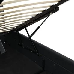 Buxton Faux Leather End Opening Ottoman Storage Bed Frame With Muti-colour LED Light Strip (Black PU) -Daals Shop JAH 04 BLACKPU detail2