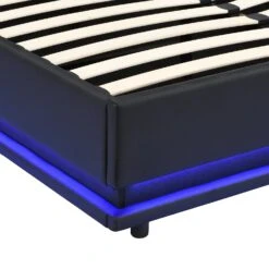 Buxton Faux Leather End Opening Ottoman Storage Bed Frame With Muti-colour LED Light Strip (Black PU) -Daals Shop JAH 04 BLACKPU detail3