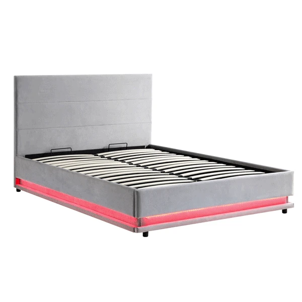 Buxton End Opening Ottoman Storage Bed Frame With Multi-colour LED Light Strip (Light Grey Velvet) 6 Buxton End Opening Ottoman Storage Bed Frame With Multi-colour LED Light Strip (Light Grey Velvet) - Image 4