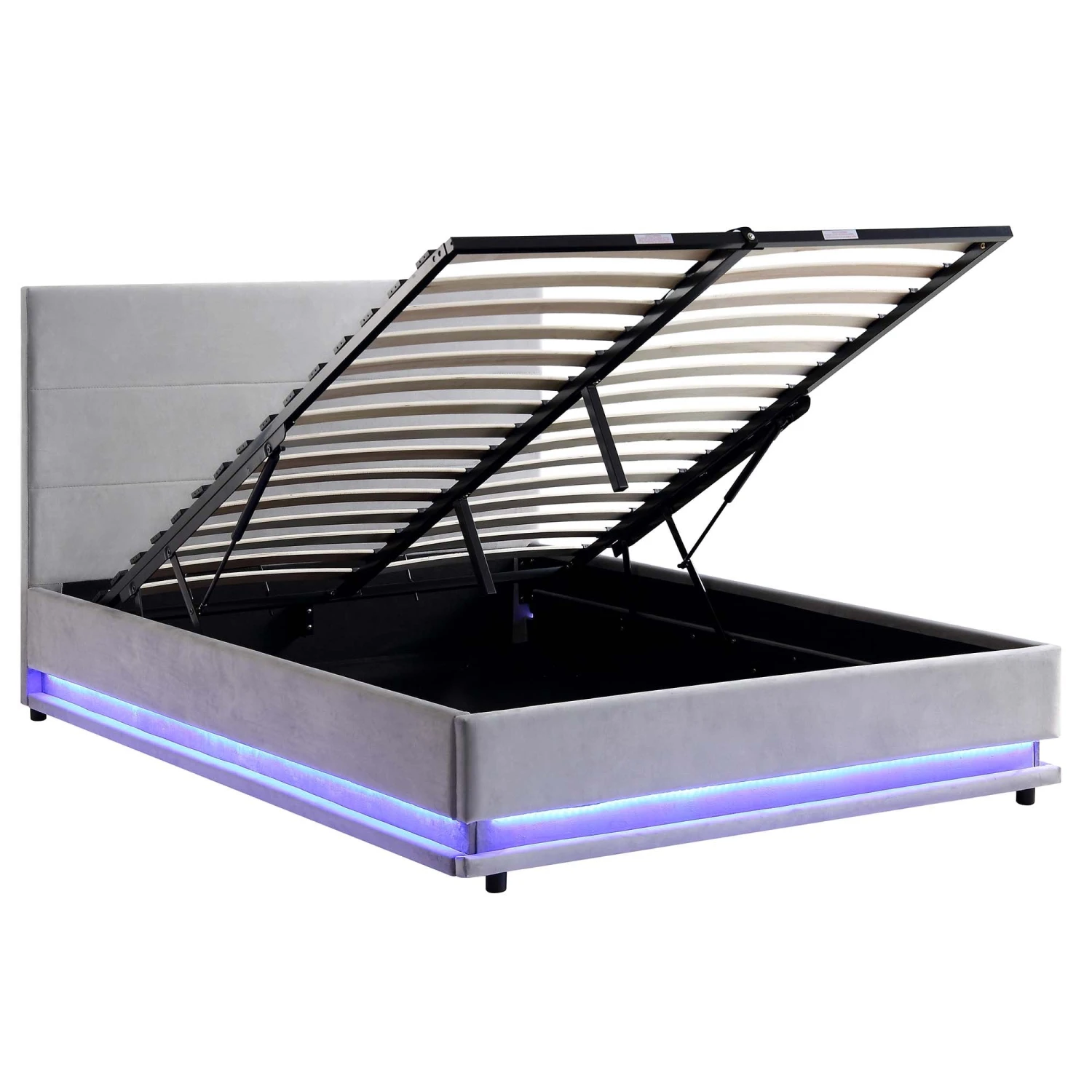 Buxton End Opening Ottoman Storage Bed Frame With Multi-colour LED Light Strip (Light Grey Velvet) 5 Buxton End Opening Ottoman Storage Bed Frame With Multi-colour LED Light Strip (Light Grey Velvet) - Image 3