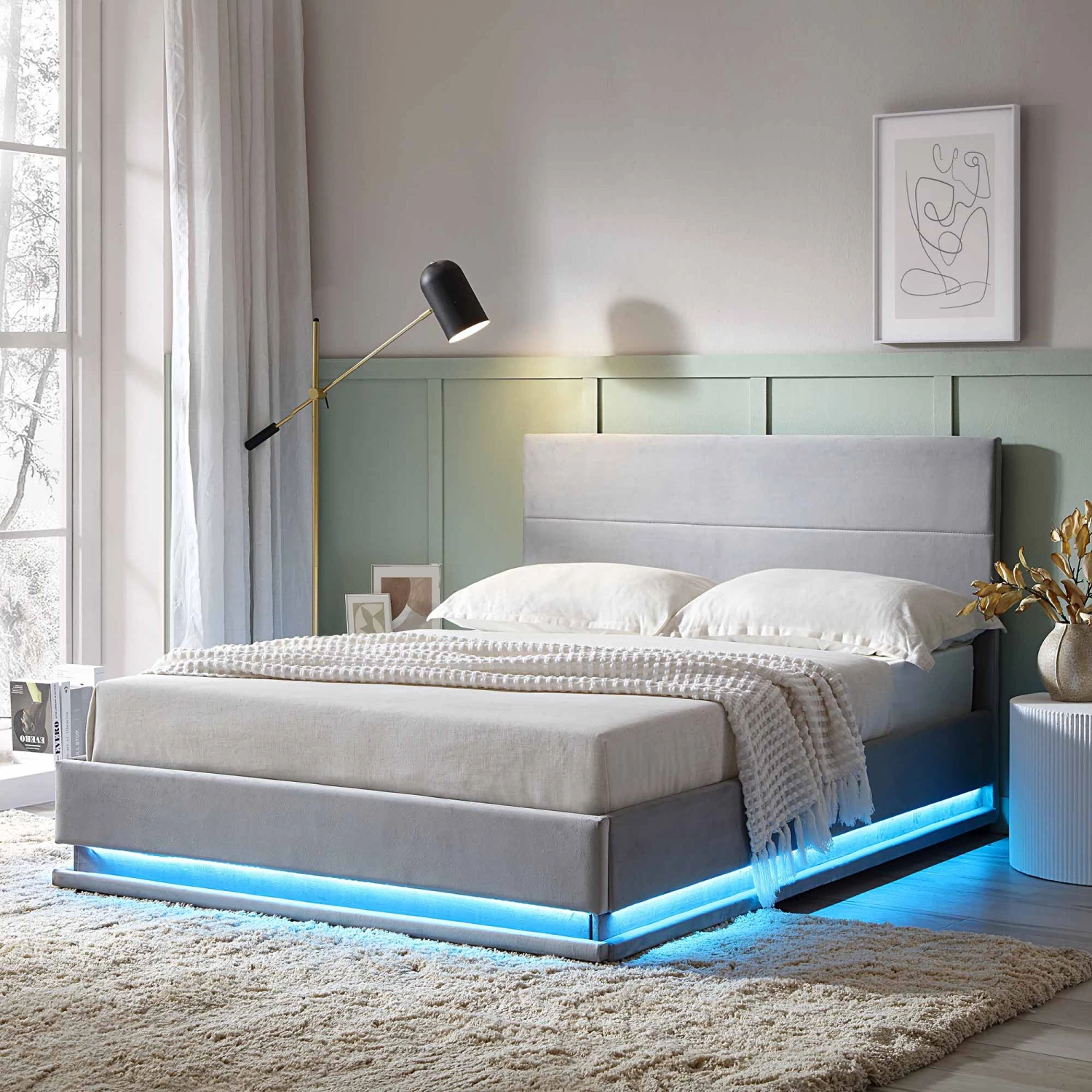 Buxton End Opening Ottoman Storage Bed Frame With Multi-colour LED Light Strip (Light Grey Velvet) 3 Buxton End Opening Ottoman Storage Bed Frame With Multi-colour LED Light Strip (Light Grey Velvet)