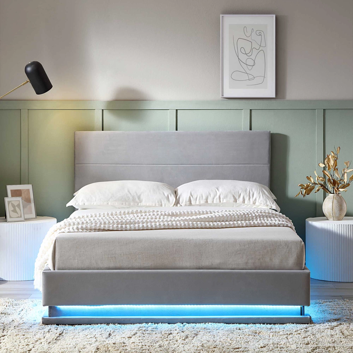 Buxton End Opening Ottoman Storage Bed Frame With Multi-colour LED Light Strip (Light Grey Velvet) 4 Buxton End Opening Ottoman Storage Bed Frame With Multi-colour LED Light Strip (Light Grey Velvet) - Image 2