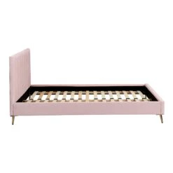 Sylvie Velvet Upholstered Bed Frame With Golden Chrome Legs, Pink Velvet -Daals Shop JAH 06 PINKVEL 5