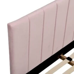 Sylvie Velvet Upholstered Bed Frame With Golden Chrome Legs, Pink Velvet -Daals Shop JAH 06 PINKVEL detail1