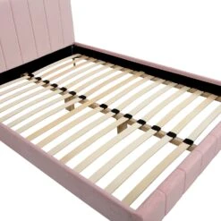 Sylvie Velvet Upholstered Bed Frame With Golden Chrome Legs, Pink Velvet -Daals Shop JAH 06 PINKVEL detail2