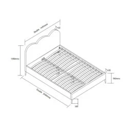 Gidea Velvet Upholstered Bed Frame With Scalloped Headboard & Golden Chrome Legs -Daals Shop JAH 07 DOUBLESIZE