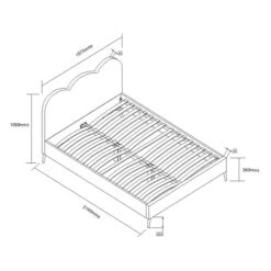 Gidea Velvet Upholstered Bed Frame With Scalloped Headboard & Golden Chrome Legs -Daals Shop JAH 07 KINGSIZE