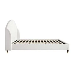 Eleanor White Boucle Upholstered Bed Frame With Domed Headboard -Daals Shop JAH 08 ECRU BOU WB4