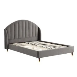 Eleanor Grey Velvet Upholstered Bed Frame With Domed Headboard -Daals Shop JAH 08 GREYVEL 3