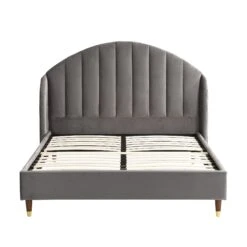 Eleanor Grey Velvet Upholstered Bed Frame With Domed Headboard -Daals Shop JAH 08 GREYVEL 4