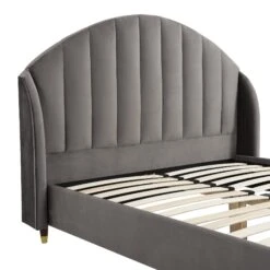 Eleanor Grey Velvet Upholstered Bed Frame With Domed Headboard -Daals Shop JAH 08 GREYVEL detail1