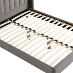 Eleanor Grey Velvet Upholstered Bed Frame With Domed Headboard -Daals Shop JAH 08 GREYVEL detail2