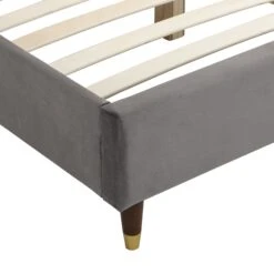 Eleanor Grey Velvet Upholstered Bed Frame With Domed Headboard -Daals Shop JAH 08 GREYVEL detail3