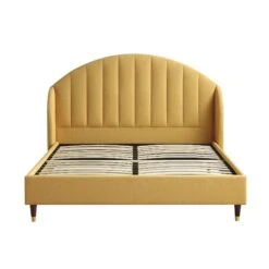 Eleanor Sunflower Yellow Fabric Upholstered Bed Frame With Domed Headboard -Daals Shop JAH 08 SUN FAB WB1