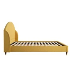 Eleanor Sunflower Yellow Fabric Upholstered Bed Frame With Domed Headboard -Daals Shop JAH 08 SUN FAB WB4