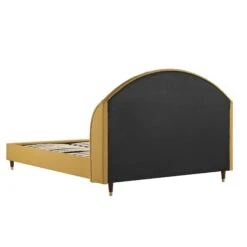 Eleanor Sunflower Yellow Fabric Upholstered Bed Frame With Domed Headboard -Daals Shop JAH 08 SUN FAB WB5