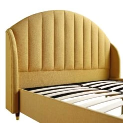 Eleanor Sunflower Yellow Fabric Upholstered Bed Frame With Domed Headboard -Daals Shop JAH 08 SUN FAB detail1