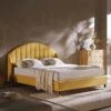 Eleanor Sunflower Yellow Fabric Upholstered Bed Frame With Domed Headboard 2 Eleanor Sunflower Yellow Fabric Upholstered Bed Frame With Domed Headboard -Daals Shop JAH 08 SUN FAB main