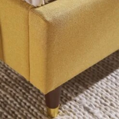Eleanor Sunflower Yellow Fabric Upholstered Bed Frame With Domed Headboard -Daals Shop JAH 08 SUN FAB scene4