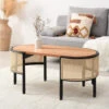 Jeanne Cane Rattan Solid Wood Oval Coffee Table -Daals Shop Jeanne 1