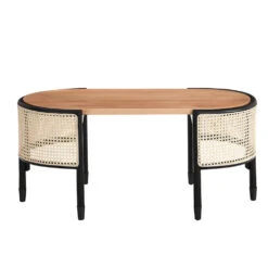Jeanne Cane Rattan Solid Wood Oval Coffee Table -Daals Shop Jeanne 3