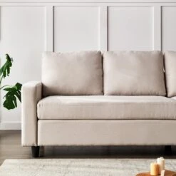 Campbell 3 Seater Sofa With Reversible Chaise In Beige Woven Fabric 16 Campbell 3 Seater Sofa With Reversible Chaise In Beige Woven Fabric -Daals Shop LVSF 01 BEIGEFAB detail1