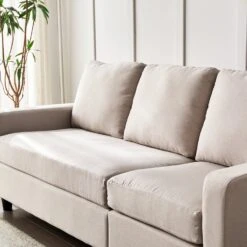 Campbell 3 Seater Sofa With Reversible Chaise In Beige Woven Fabric 18 Campbell 3 Seater Sofa With Reversible Chaise In Beige Woven Fabric -Daals Shop LVSF 01 BEIGEFAB detail3