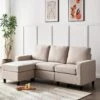 Campbell 3 Seater Sofa With Reversible Chaise In Beige Woven Fabric 2 Campbell 3 Seater Sofa With Reversible Chaise In Beige Woven Fabric -Daals Shop LVSF 01 BEIGEFAB main