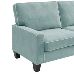 Sherbrook Large 2-Seater Mint Brushed Fabric Sofa With Contrasting Piping -Daals Shop LVSF 02 MINT 3ST detail1