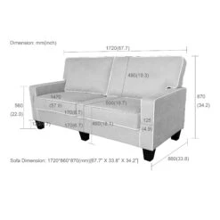 Sherbrook Large 2-Seater Mint Brushed Fabric Sofa With Contrasting Piping -Daals Shop LVSF 02 newversion dimensionraw 01fdc106 7502 4a49 8e12 eb53bfb1dddb