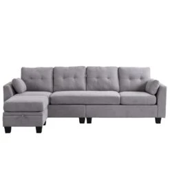 Brunswick Large 4-Seater Storage Chaise Sofa In Light Grey 20 Brunswick Large 4-Seater Storage Chaise Sofa In Light Grey -Daals Shop LVSF 03 LIGHTGREY WB1