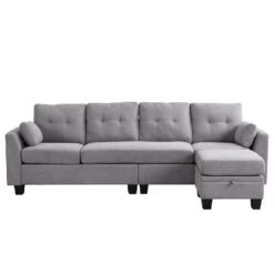 Brunswick Large 4-Seater Storage Chaise Sofa In Light Grey 21 Brunswick Large 4-Seater Storage Chaise Sofa In Light Grey -Daals Shop LVSF 03 LIGHTGREY WB2