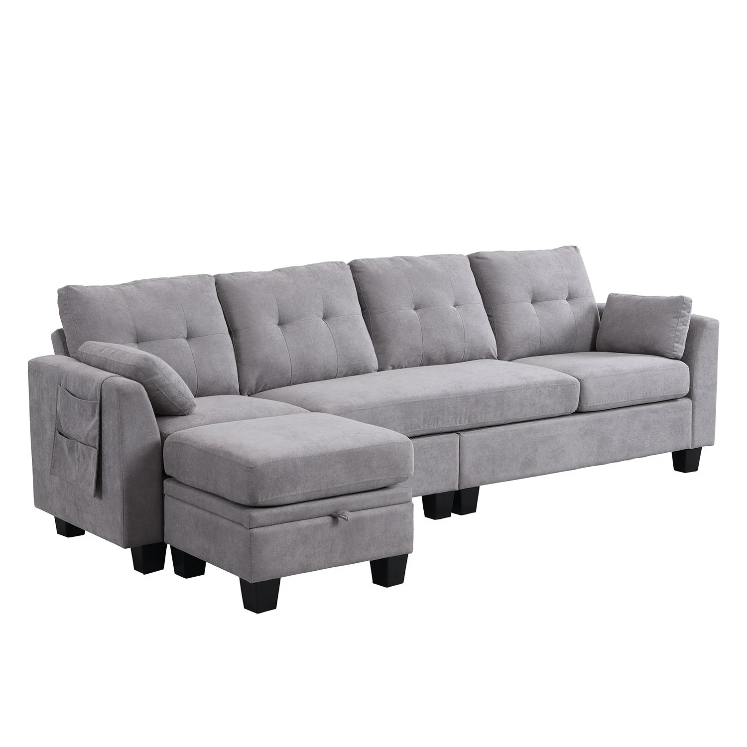 Brunswick Large 4-Seater Storage Chaise Sofa In Light Grey 10 Brunswick Large 4-Seater Storage Chaise Sofa In Light Grey - Image 8