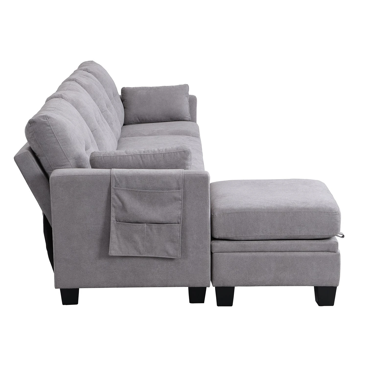 Brunswick Large 4-Seater Storage Chaise Sofa In Light Grey 11 Brunswick Large 4-Seater Storage Chaise Sofa In Light Grey - Image 9