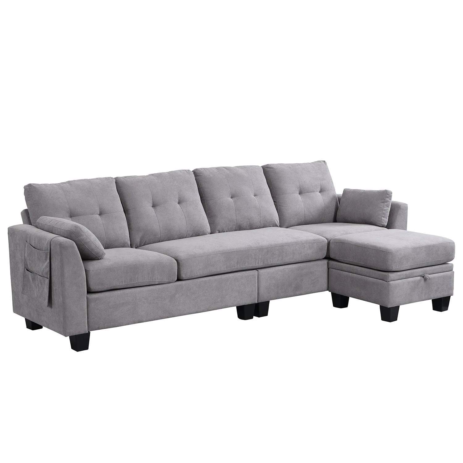Brunswick Large 4-Seater Storage Chaise Sofa In Light Grey 15 Brunswick Large 4-Seater Storage Chaise Sofa In Light Grey - Image 13