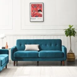 Clarence Sofa Range In Teal Blue Velvet -Daals Shop LVSF 06 BLUEVEL 3ST 2 66bd665b 398d 429c 93a3 673e623f33f4