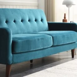 Clarence Sofa Range In Teal Blue Velvet -Daals Shop LVSF 06 BLUEVEL detail1 c268d034 06f4 4e58 a702 bd577b9e9cd4