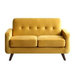 Clarence 2-Seater Sofa In Mustard Yellow Velvet -Daals Shop LVSF 06 MUSTARDVEL 2ST WB1