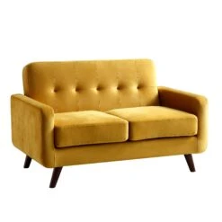 Clarence 2-Seater Sofa In Mustard Yellow Velvet -Daals Shop LVSF 06 MUSTARDVEL 2ST WB2