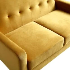 Clarence 2-Seater Sofa In Mustard Yellow Velvet -Daals Shop LVSF 06 MUSTARDVEL 2ST detail1