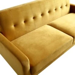 Clarence 3-Seater Sofa In Mustard Yellow Velvet -Daals Shop LVSF 06 MUSTARDVEL 3ST detail1