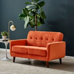 Clarence Sofa Range In Burnt Orange Velvet -Daals Shop LVSF 06 ORANGE 2ST main