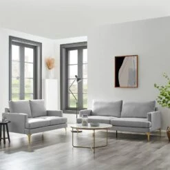 Haven Grey Fabric 2-Seater Sofa -Daals Shop LVSF 169 LGREYFAB setscene