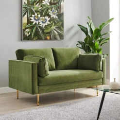 Pelham Moss Green Velvet Fabric Sofa -Daals Shop LVSF 386 GREENVEL 2ST 1