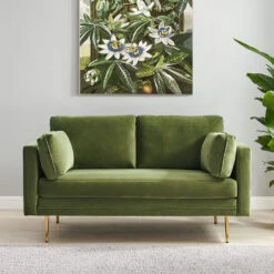 Pelham Moss Green Velvet Fabric Sofa -Daals Shop LVSF 386 GREENVEL 2ST main