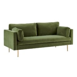 Pelham Moss Green Velvet Fabric Sofa -Daals Shop LVSF 386 GREENVEL 3ST 3